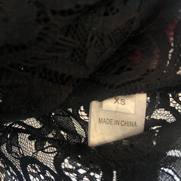 ANTHROPOLOGIE Pencey Crop Top Black Lace With Bow Ties Size XS - Picture 2 of 6